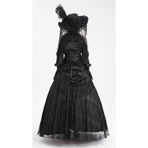 Devil Fashion Gothic Victorian High Waist Rose Velvet Aristocrat Skirt - Picture 17 of 17